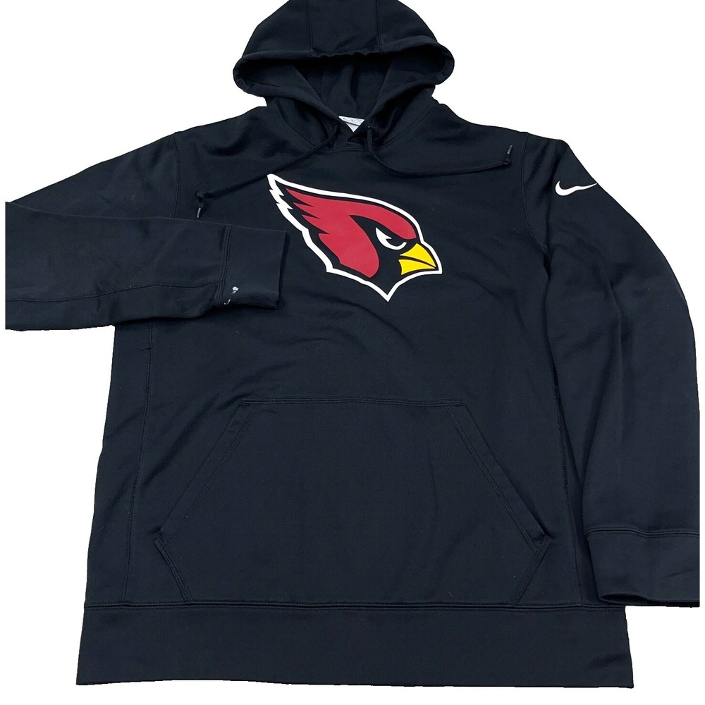 Arizona Cardnials Hoodie Men Medium Black Nike Therma Fit Sweatshirt On Field *